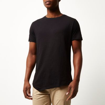Black asymmetric longline t-shirt